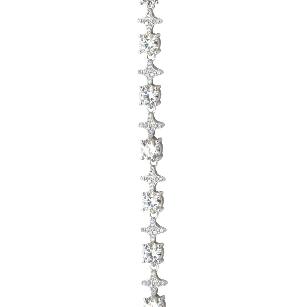 Moissanite Round Stone Star Tennis Chain in Sterling Silver