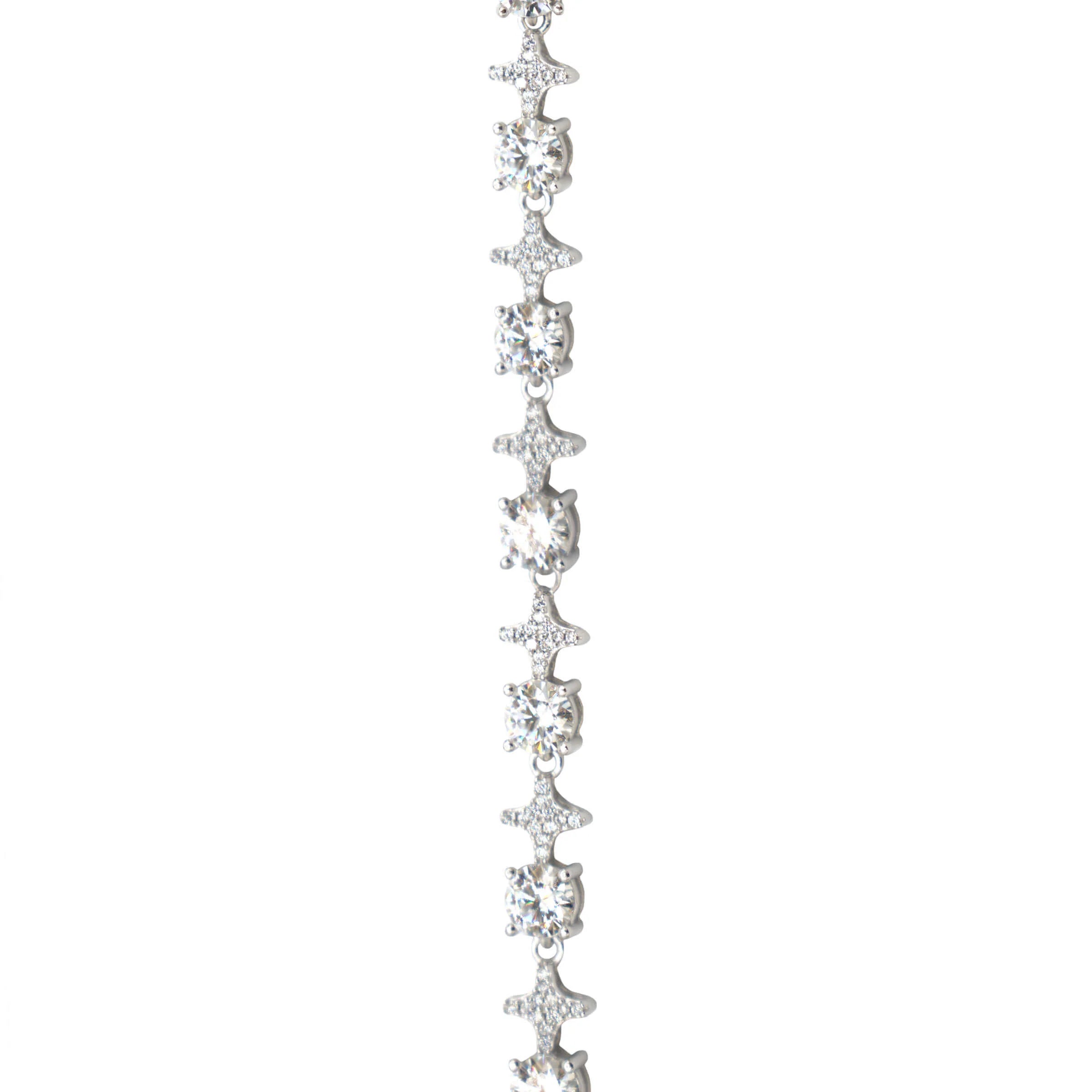 Moissanite Round Stone Star Tennis Chain in Sterling Silver