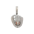Men's Moissanite Baseball Pendant in White Gold Vermeil
