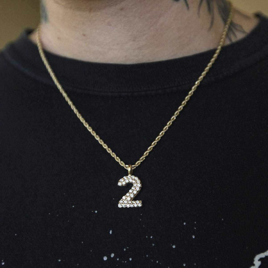 Solid Gold Number Pendants in Yellow Gold-VS Diamonds