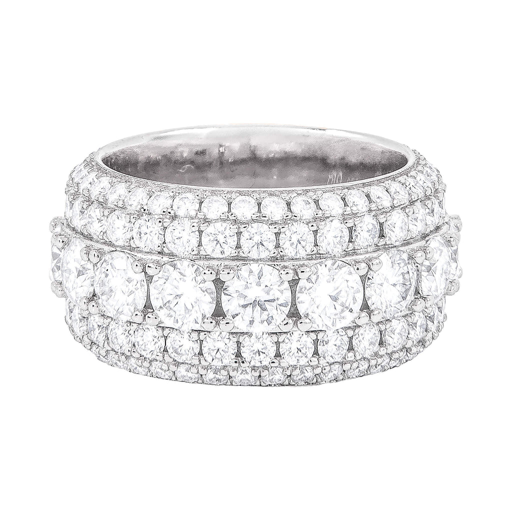 Moissanite 5 Layer Diamond Band Ring in Sterling Silver