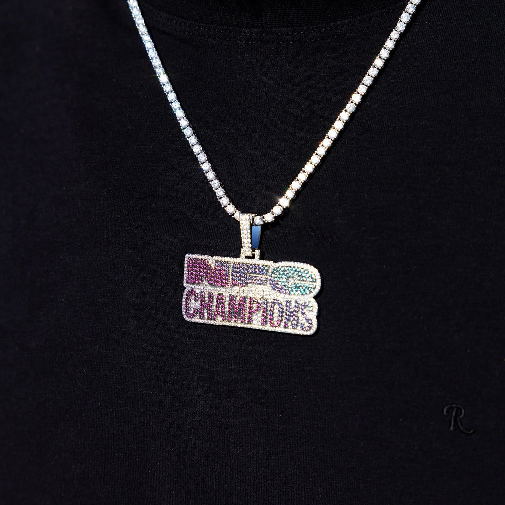 Iced 2025 NFC Champions Official NFL Pendant in White Gold