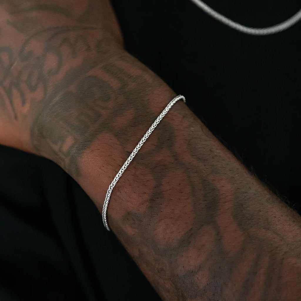 Palm Chain + Bracelet Bundle in White Gold- 2mm