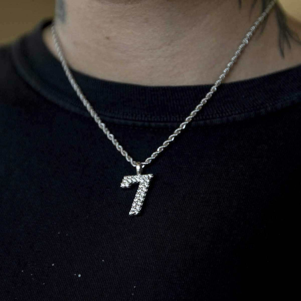 Solid Gold Number Pendants in White Gold-VS Diamonds