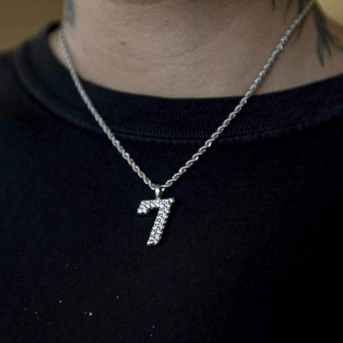 Solid Gold Number Pendants in White Gold-VS Diamonds