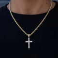 Diamond Cross Pendant + 4mm Rope Chain Set in Yellow Gold
