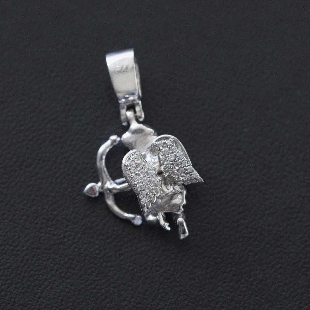 Solid White Gold Iced Cupid Pendant-VS Diamonds