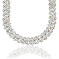 Men's Moissanite Diamond Prong Cuban Chain in Yellow Gold Vermeil - 19mm