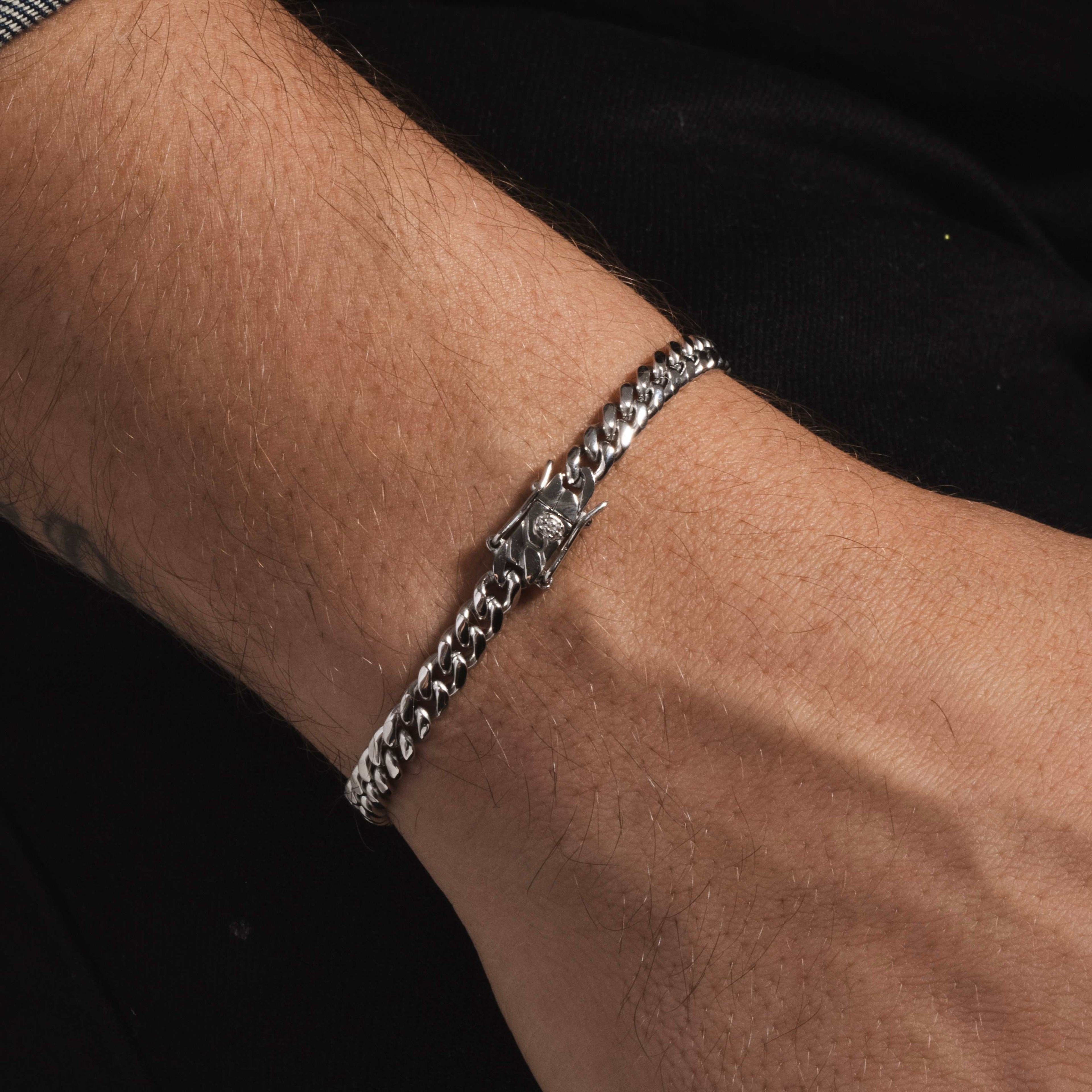 Solid White Gold Cuban Link Bracelet (5mm)