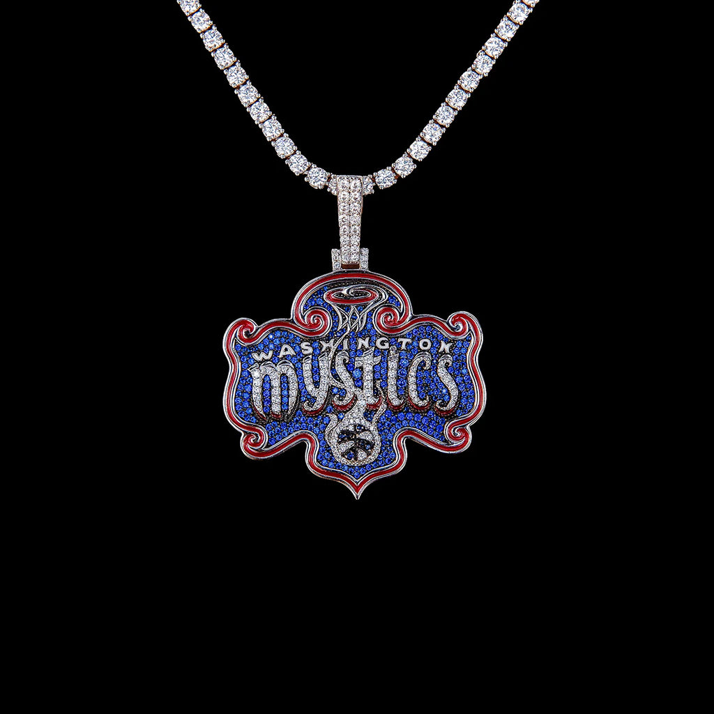 Washington Mystics Official WNBA Logo Pendant in White Gold