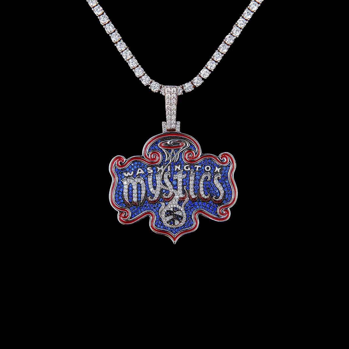 Washington Mystics Official WNBA Logo Pendant in White Gold