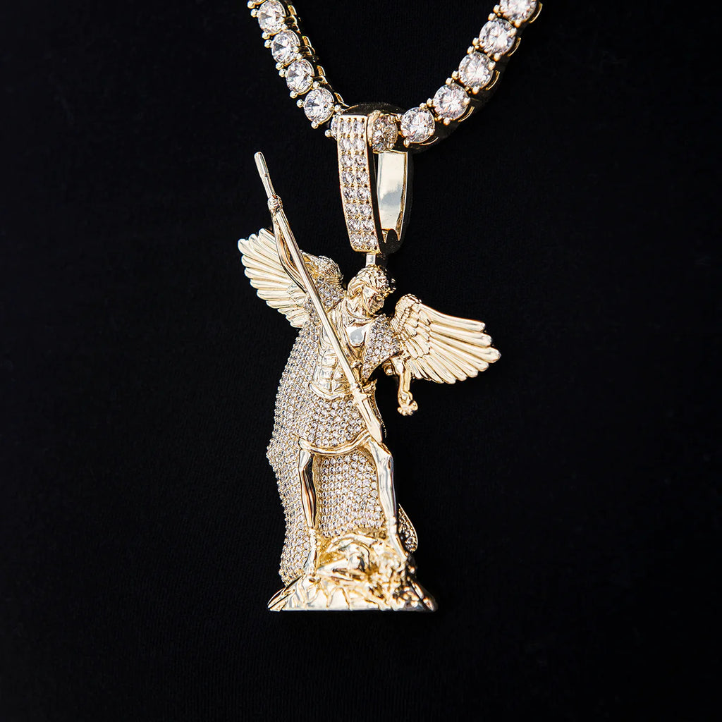 Large Saint Michael Pendant - Yellow Gold