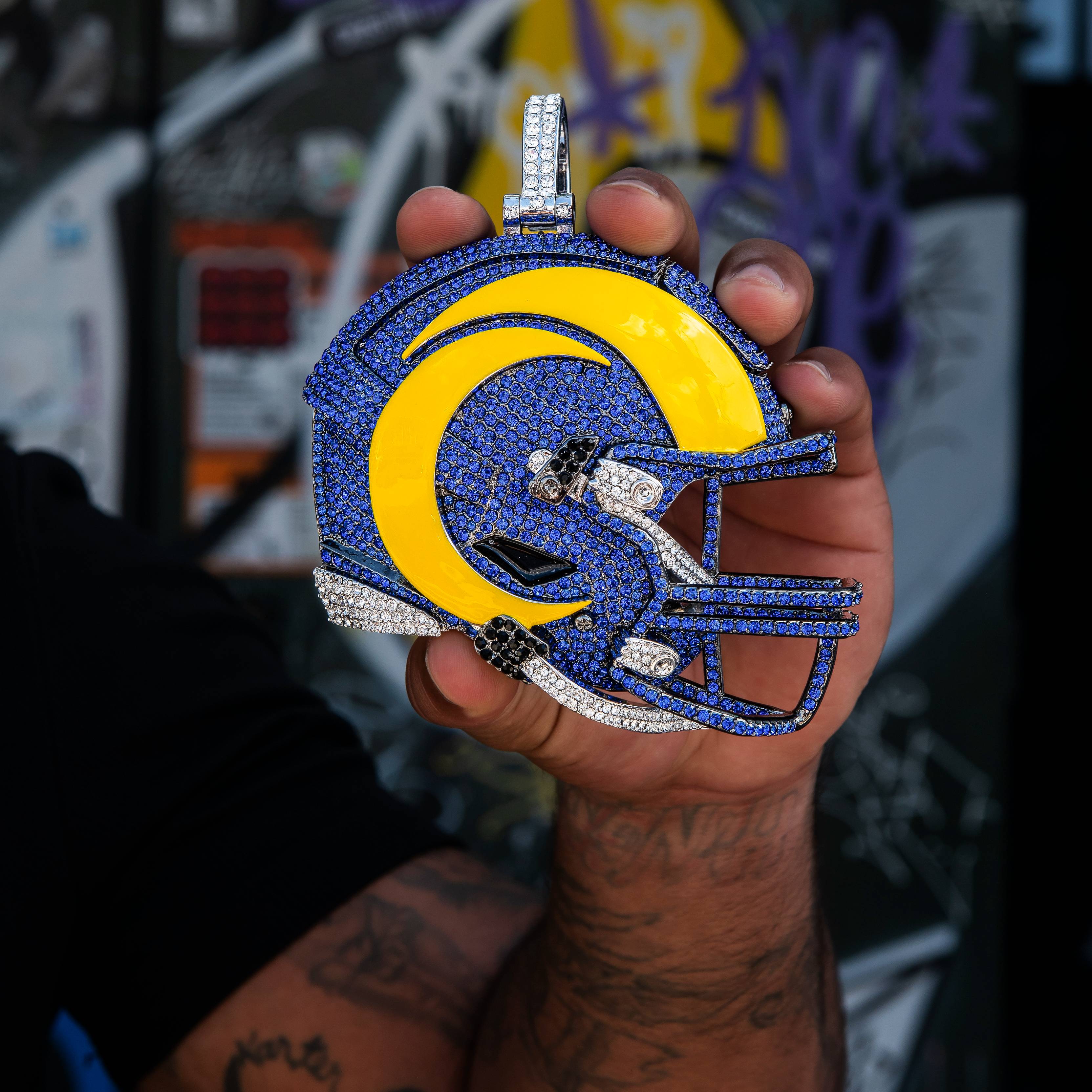 Giant Los Angeles Rams Official NFL Helmet Pendant