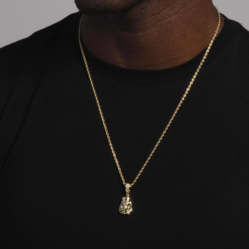 Solid Gold Micro Jesus Pendant