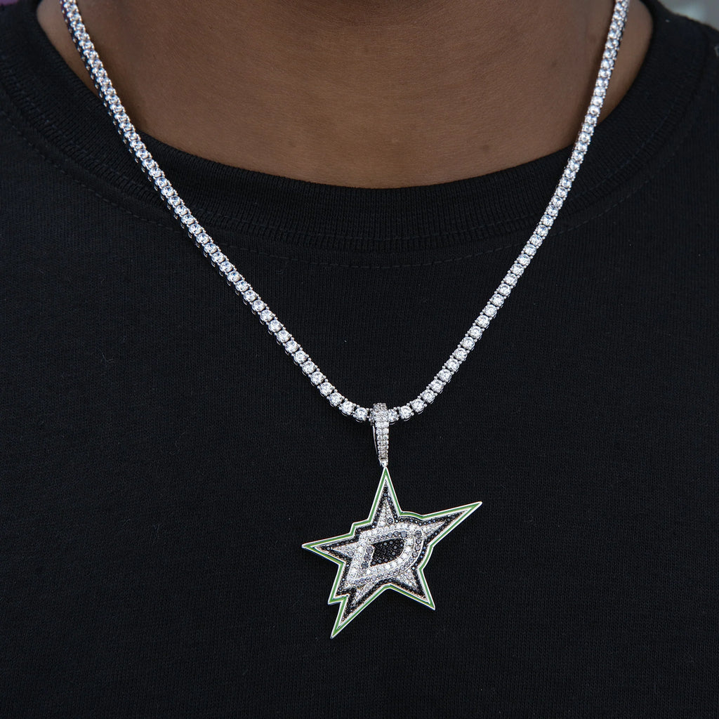 Dallas Stars Official NHL Logo Pendant in White Gold