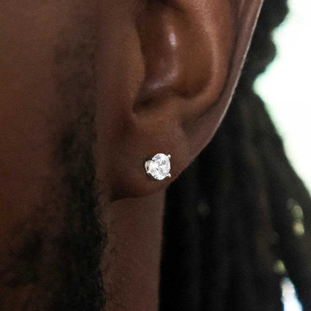5mm Round Cut Diamond Stud Earrings in White Gold