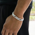 Diamond Figaro Chain Bracelet in White Gold - 10mm