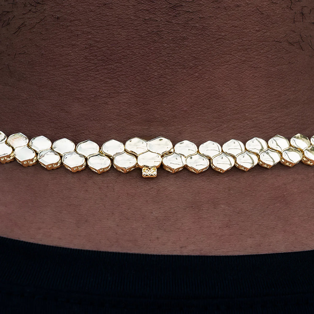 Flat Snake Link Chain in Yellow Gold -4mm