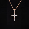 Micro Diamond Cross Pendant + 2MM Rope Chain Bundle in Rose Gold