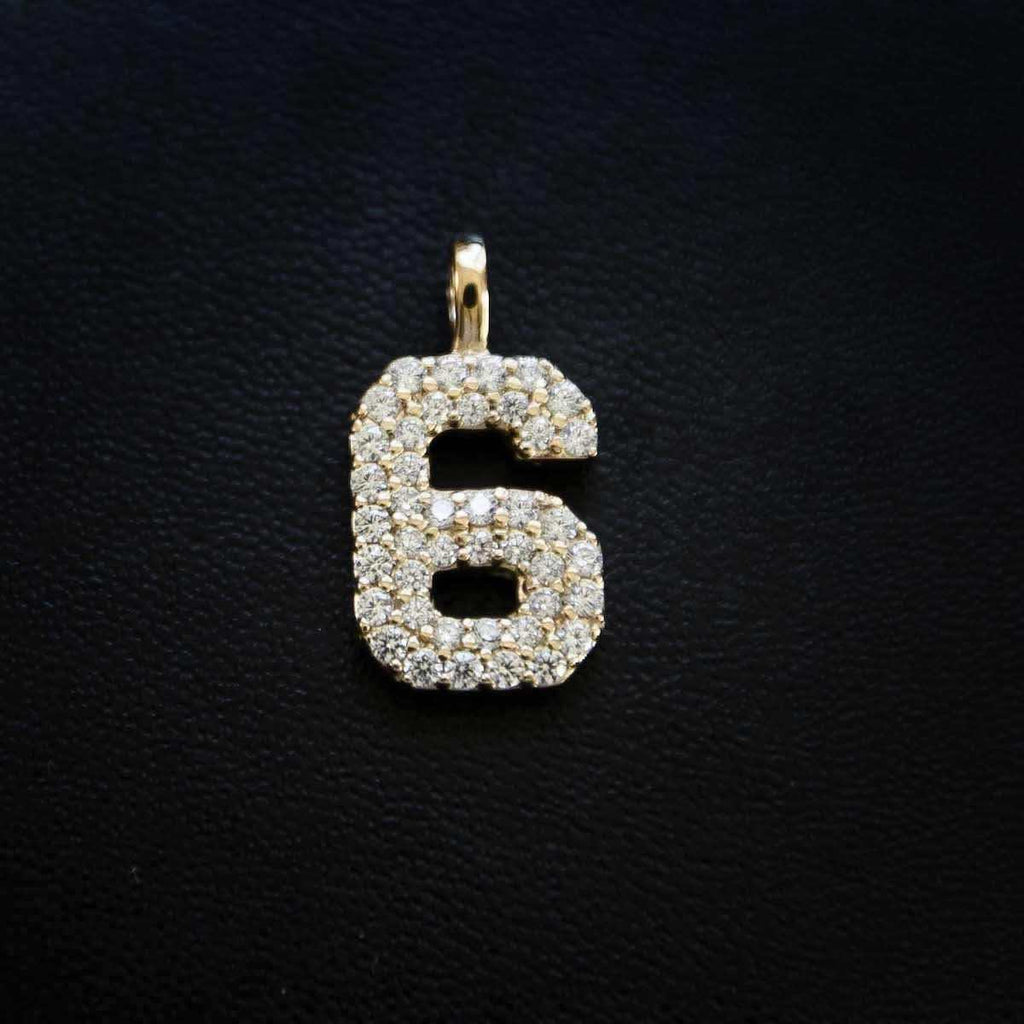 Solid Gold Number Pendants in Yellow Gold-VS Diamonds