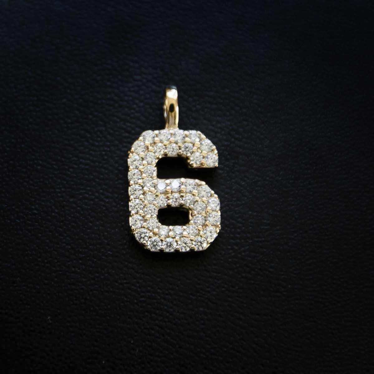 Solid Gold Number Pendants in Yellow Gold-VS Diamonds