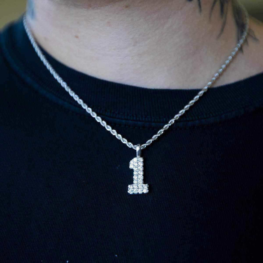 Solid Gold Number Pendants in White Gold-VS Diamonds