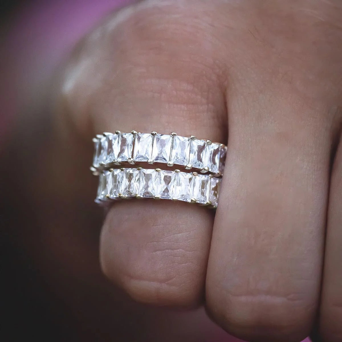 14k Solid Gold Baguette Ring in Yellow Gold-VS Diamonds