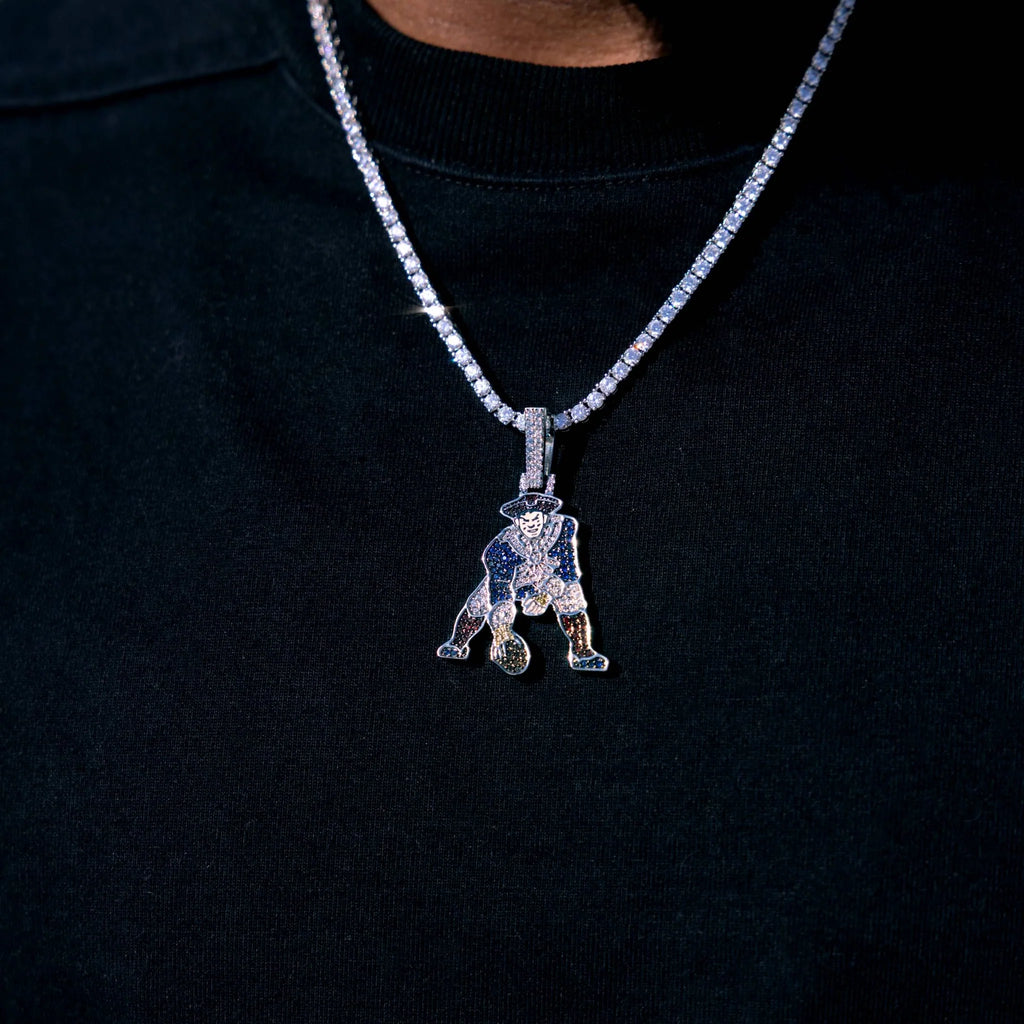 New England Patriots Official NFL Vintage Logo Pendant in White Gold