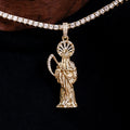 Iced Grim Reaper Pendant in Yellow Gold