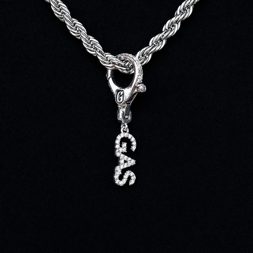 "Gas" Clip On Pendant in White Gold