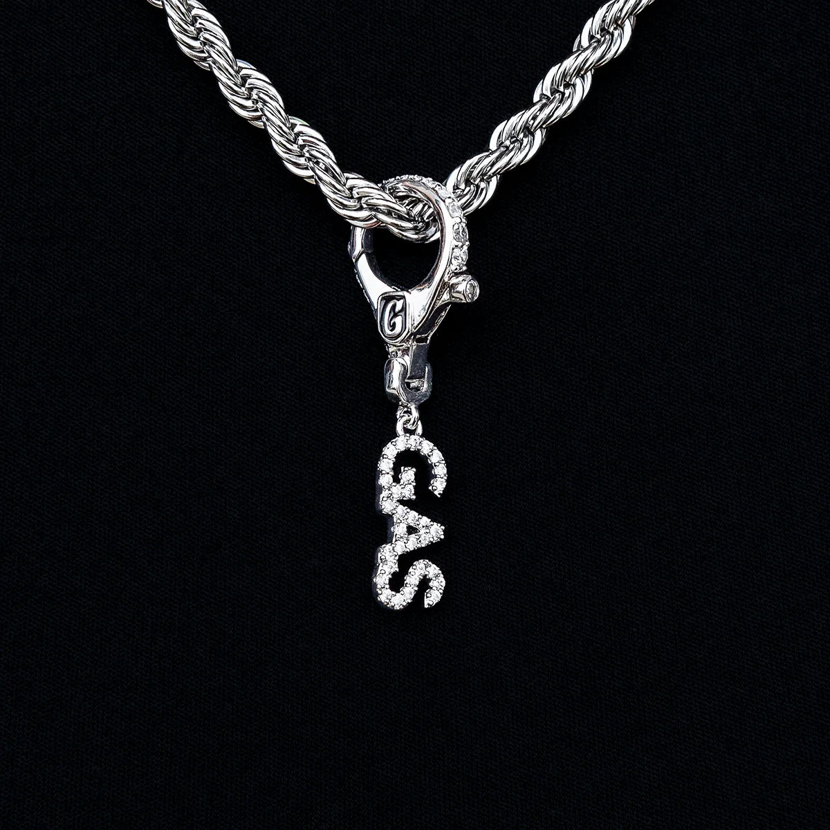 "Gas" Clip On Pendant in White Gold