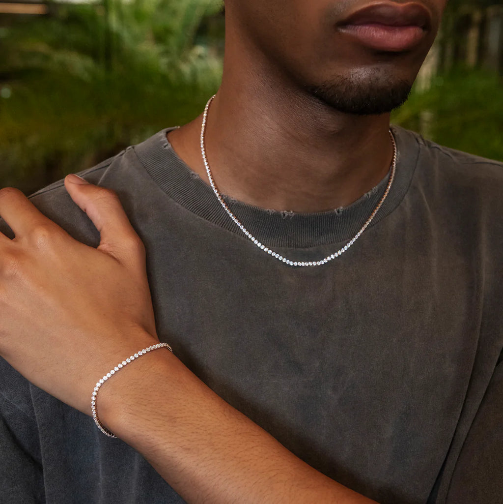 Micro Tennis Chain + Bracelet Bundle in Rose Gold