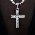 Large Diamond Pave Cross Pendant in White Gold