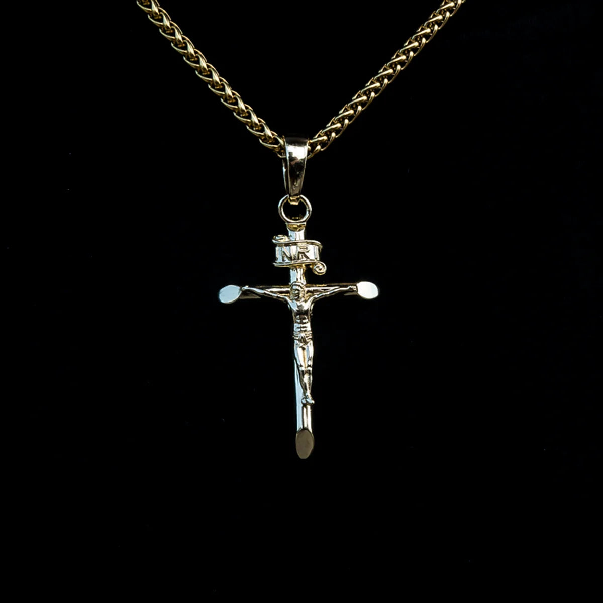 Large Crucifix Cross Pendant in Yellow Gold