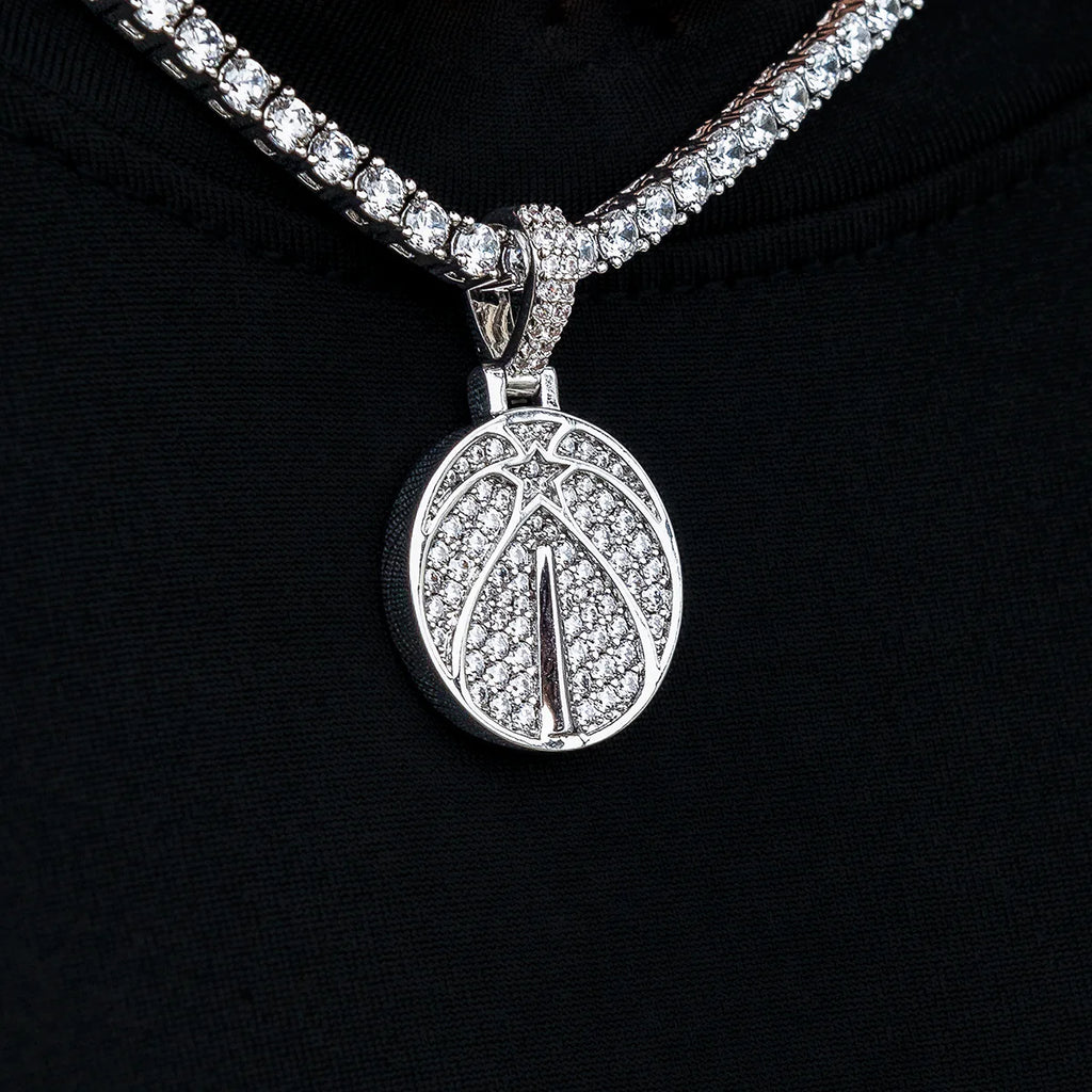 Washington Wizards Official NBA Micro Logo Pendant in White Gold