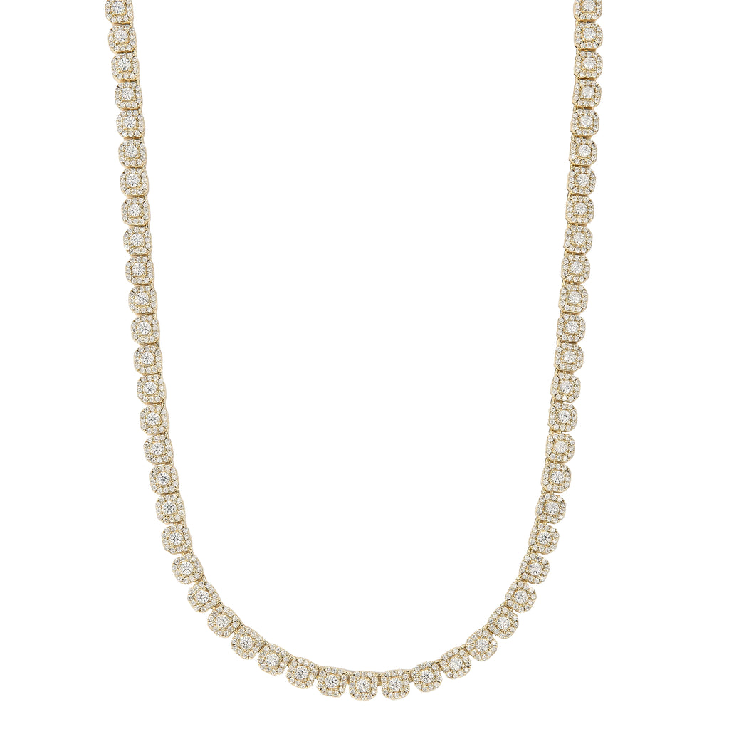 Men's 6MM Clustered Moissanite Tennis Necklace in Yellow Gold Vermeil