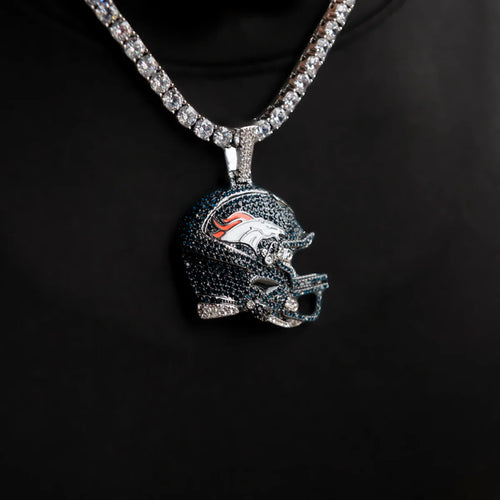 2025 Denver Broncos Team Helmet Pendant - White Gold