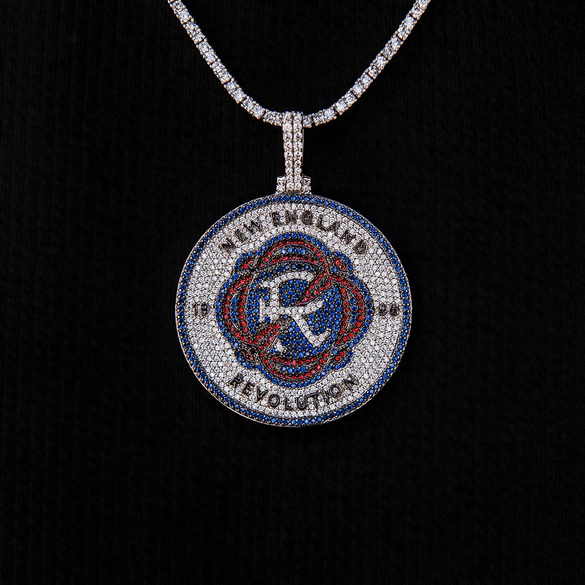 New England Revolution Official MLS Logo Pendant in White Gold