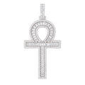 Moissanite Ankh Cross Pendant in Sterling Silver